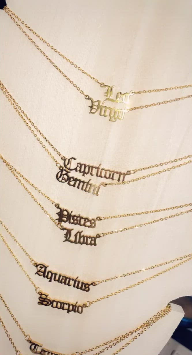 custom initial & zodiac symbol necklace • astrology gift • EFYTAL - EFYTAL  Jewelry